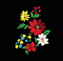 A colorful flowers on a black background vector