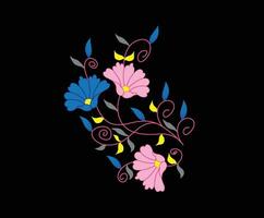 A colorful flower design on a black background