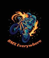 astronauta montando bmx en todas partes t camisa vector diseño