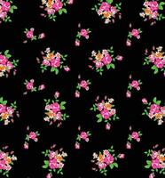 A pattern of pink flowers on a black background vector