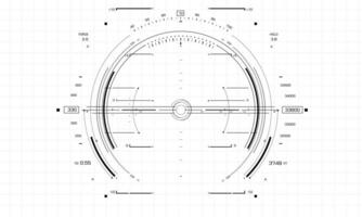 HUD sci-fi interface screen view black on white design virtual reality futuristic technology display vector