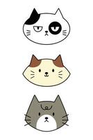 Cute cat face for element, illustration, decoration, sticker, note vector