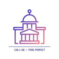 2D pixel perfect gradient icon of government building, isolated vector illustration of city hall.