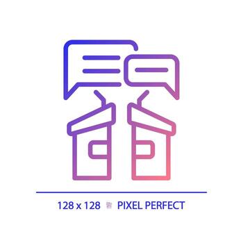 2D pixel perfect gradient dialog icons with voting concept, isolated vector illustration.