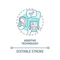 Assistive technology turquoise concept icon. Students with disabilities. Special education. Web accessibility abstract idea thin line illustration. Isolated outline drawing. Editable stroke vector