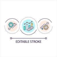 Growth and recession in economic loop concept icon. Analysing trends on stock market. Business strategy abstract idea thin line illustration. Isolated outline drawing. Editable stroke vector