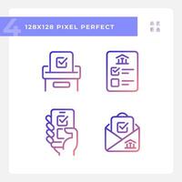 2DpPixel perfect icons set representing voting, isolated gradient illustration, election signs. vector