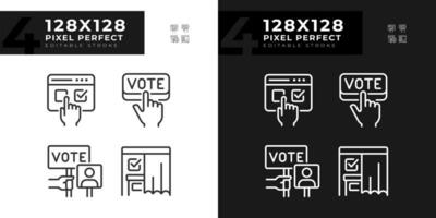 Pixel perfect set of icons representing voting, isolated vector illustration, for dark and light mode, editable election symbols.