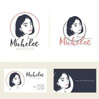 Woman hair salon logo and business card vector
