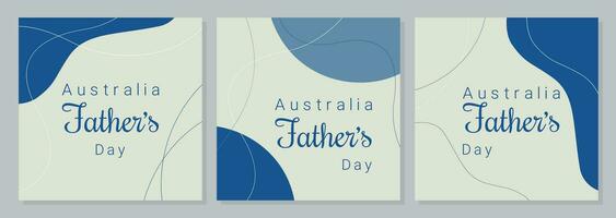 Australia Fathers Day set posters, blue banners boho style. vector