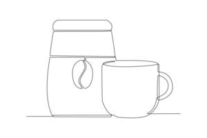 Continuous one line drawing International coffee day concept. Doodle vector illustration.