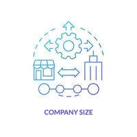 Company size blue gradient concept icon. Software delivery. Picking release management tools factor abstract idea thin line illustration. Isolated outline drawing vector