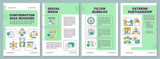 Confirmation bias causes brochure template. Emotional intelligence. Leaflet design with linear icons. Editable 4 vector layouts for presentation, annual reports