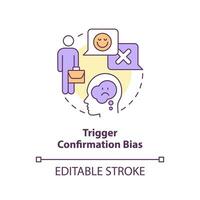 Trigger confirmation bias concept icon. Cognitive prejudice example in recruitment abstract idea thin line illustration. Isolated outline drawing. Editable stroke vector