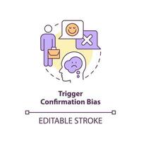 Trigger confirmation bias concept icon. Cognitive prejudice example in recruitment abstract idea thin line illustration. Isolated outline drawing. Editable stroke vector