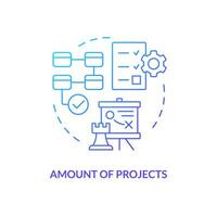 Amount of projects blue gradient concept icon. Choosing release management instrumentation factor abstract idea thin line illustration. Isolated outline drawing vector