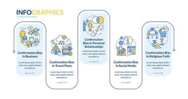 Common cognitive biases rectangle infographic template. Decision making. Data visualization with 5 steps. Editable timeline info chart. Workflow layout with line icons vector