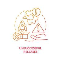 Unsuccessful outputs red gradient concept icon. Software development. Release management challenge abstract idea thin line illustration. Isolated outline drawing vector