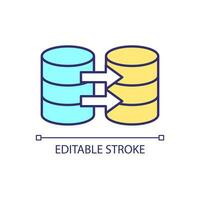 Database transfer RGB color icon. Change storage. Data management. Digital information cloud. Isolated vector illustration. Simple filled line drawing. Editable stroke