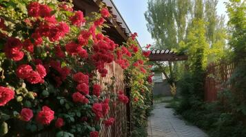 casa y flores ai generado foto