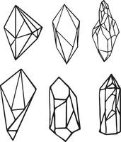 Vector illustration of crystals. Crystal line art vector. Vector of minerals. Simple crystal black outline symbol with vector reflection. Mineral linear icon collection includes diamond, emerald