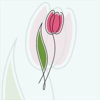 Hand made one line tulip art vector illustration