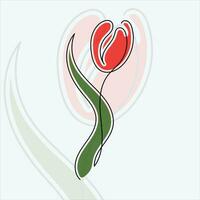 Hand drawn Tulip continuous line drawing vector illustration