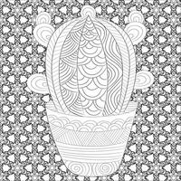 Cactas Coloring Book Page with pattern vector