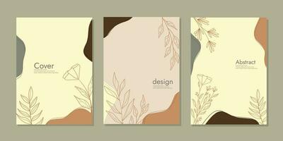 Creative universal art templates with abstract and floral elements.. abstract retro botanical background.size A4 For notebooks, planners, brochures, books, catalogs vector