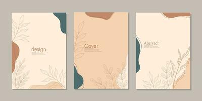 Cover page notebook collection. with hand drawn floral decorations. abstract retro botanical background. size A4 For notebooks, planners, brochures, books, catalogs vector