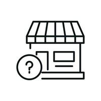Question Mark by Shop Isolated Line Icon. Perfect for web sites, apps, UI, internet, shops, stores. Simple image drawn with black thin line vector