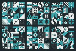 Set abstract geometric pattern design in modern style. Vector illustration.