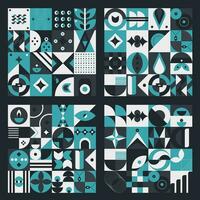 Set abstract geometric pattern design in modern style. Vector illustration.