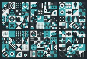 Set abstract geometric pattern design in modern style. Vector illustration.