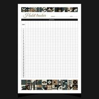 Habit tracker geometric. Habit tracker printable template with geometric shapes. Blank white notebook page A4. Vector illustration.