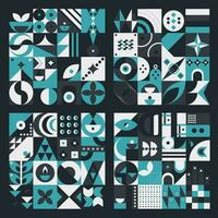 Set abstract geometric pattern design in modern style. Vector illustration.