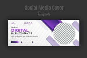 Digital marketing business timeline cover page or web banner template photo space modern layout purple gradient color geometric shapes white background for multipurpose vector