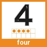 4 Four Number Counting Craze Stylish Flashcards for Classroom and Homeschool Trendy Boho Educational Decor vector