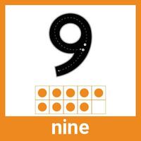 9 Nine Number Counting Craze Stylish Flashcards for Classroom and Homeschool Trendy Boho Educational Decor vector