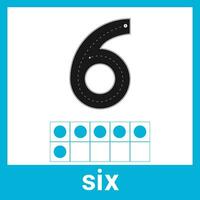 6 Six Number Counting Craze Stylish Flashcards for Classroom and Homeschool Trendy Boho Educational Decor vector