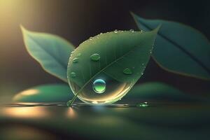 water drop on leaf AI generated photo
