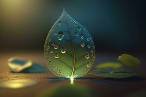 water drop on leaf AI generated photo