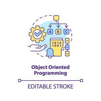 Object oriented programming concept icon. Coding paradigm type abstract idea thin line illustration. Performing operations. Isolated outline drawing. Editable stroke vector