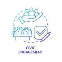 Civic engagement blue gradient concept icon. Civil involvement. Public service delivery change abstract idea thin line illustration. Isolated outline drawing vector