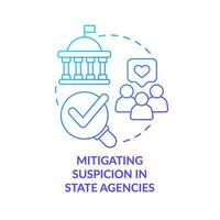 Mitigating suspicion blue gradient concept icon. Government credibility. Public service delivery change abstract idea thin line illustration. Isolated outline drawing vector