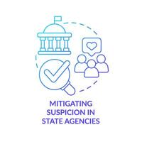 Mitigating suspicion blue gradient concept icon. Government credibility. Public service delivery change abstract idea thin line illustration. Isolated outline drawing vector