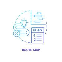 Route map blue gradient concept icon. Create business strategy. Project planning advantage abstract idea thin line illustration. Isolated outline drawing vector