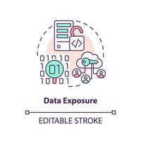 Data exposure concept icon. Procedural programming abstract idea thin line illustration. Sensitive information loss. Isolated outline drawing. Editable stroke vector