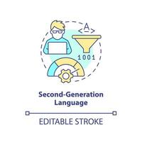 Second-generation programming language concept icon. Assembly coding style abstract idea thin line illustration. Isolated outline drawing. Editable stroke vector