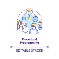 Procedural programming concept icon. Coding paradigm type abstract idea thin line illustration. Sequence of commands. Isolated outline drawing. Editable stroke vector